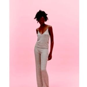 ZARA MATCHING BLACK / ECRU TANK FLARE SET